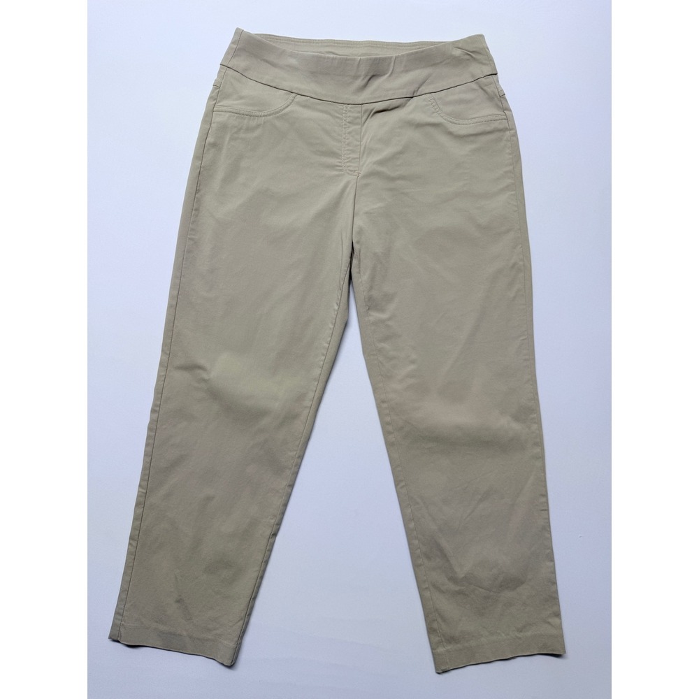 Ruby Rd Woman Tan Pull On Straight Leg Pants 18W Khaki Rayon Blend Stretch